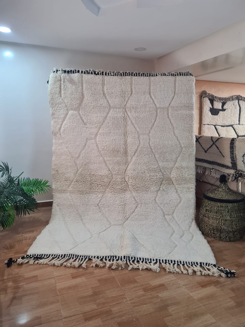 White Irtaza Marokkaans handgemaakt tapijt150 cm x 100 cm